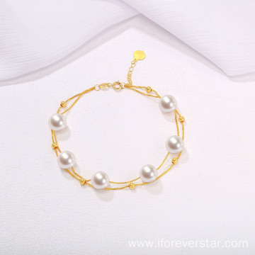 Double Layered Pearl Bracelet 18k gold